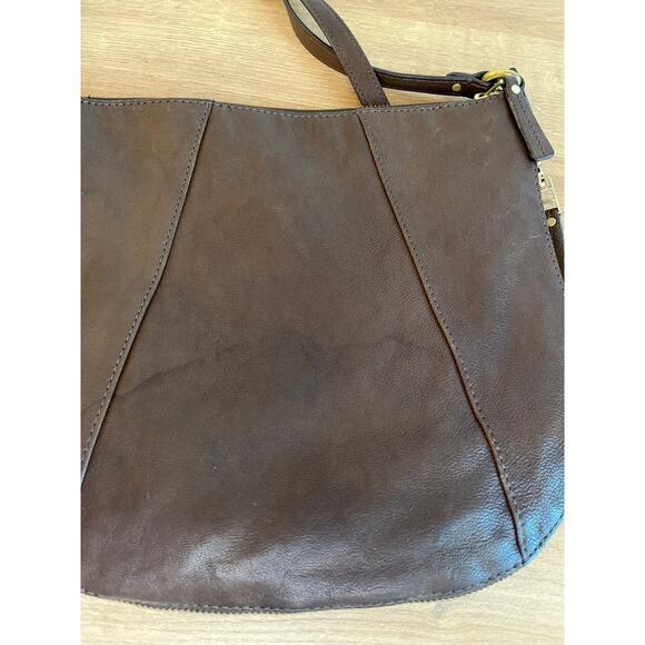 Fossil Leather and Suede Expandable Crossbody Purse Brown Adjustable Strap - Picture 4 of 9